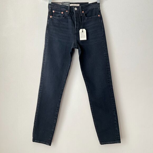 Levi's Premium Black Wedgie Jeans Button Fly High Rise Tapered Leg 24 - Picture 12 of 12